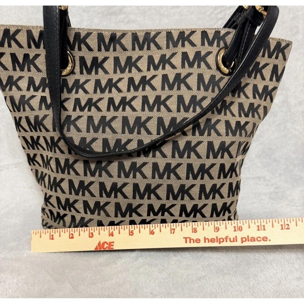 Michael Kors MK Tote Bag Purse Canvas Jacquard Print Logo Messenger Shoulder Bag
